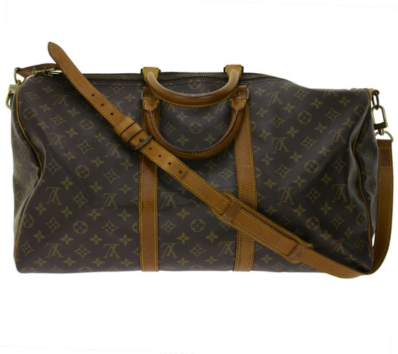 LOUIS VUITTON Vintage Keepall 50 with Shoulder Strap Monogram Genuine Leather Crossbody Bag Brown
