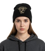 Gorro Pike, acogedor gorro de punto de doble capa, elegante, artículo para fans KC112589PIK, Negro