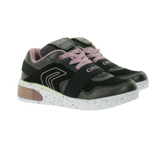 GEOX Respira Xled Children's Everyday Sneakers with Breathable Sole, Mid-Cut Shoes for Boys and Girls J928DA 0NF6K C0618 Black/Dusty Pink