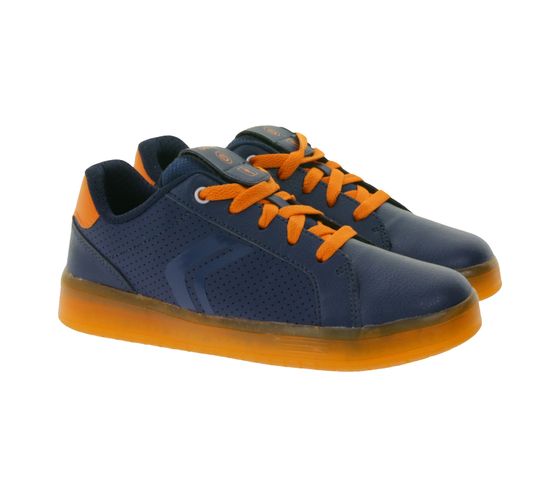 GEOX RESPIRA Kommodor Children's Everyday Sneakers with Breathable Sole, Casual Shoes for Boys and Girls J745PB 0BCBU C0659 Blue/Orange