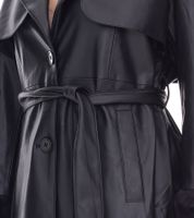 Abrigo de piel sintética sostenible para mujer con cuello de piel sintética, chaqueta de piel sintética, abrigo de otoño 959571 Negro