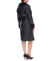 Abrigo de piel sintética sostenible para mujer con cuello de piel sintética, chaqueta de piel sintética, abrigo de otoño 959571 Negro