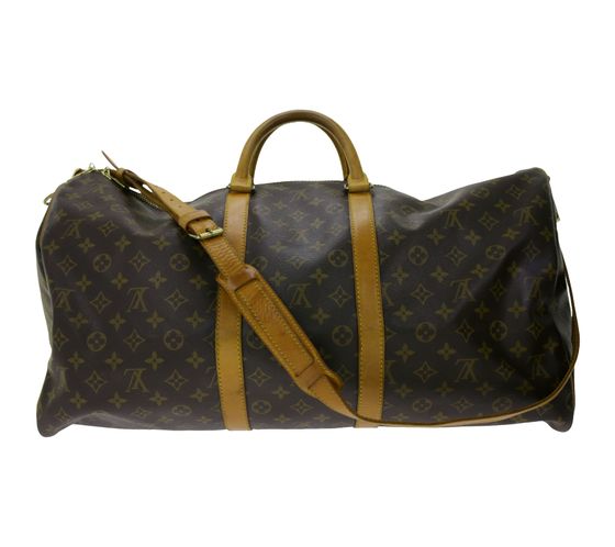 LOUIS VUITTON Vintage Keepall 55 with Shoulder Strap Monogram Second-Hand Genuine Leather Shoulder Bag Brown