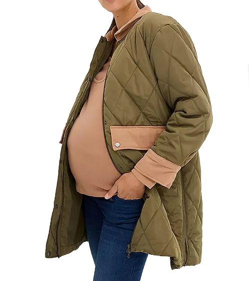 2in1 Mantel Damen Schwangerschafts-Jacke Mantel Umstandsmode Stepp-Jacke 936631 Grün