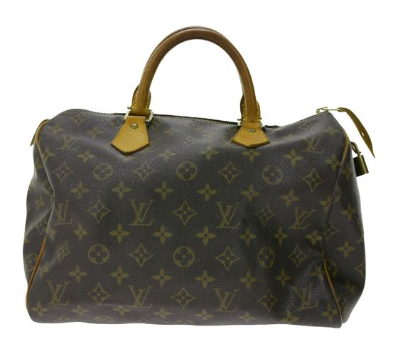 LOUIS VUITTON Vintage Speedy 30 Monogram mit Schloss Second Hand Damen Echtleder Handtasche Braun