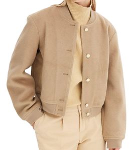 Sustainable Women's Blouson Bomber Jacket with Stand-Up Collar Transitional Jacket 978057 Beige