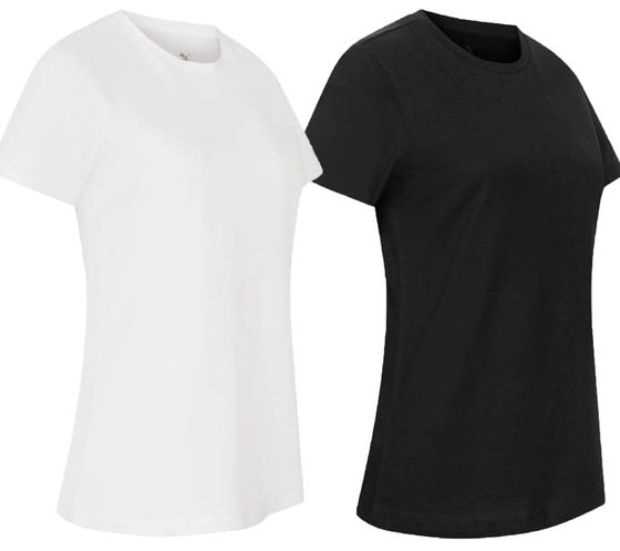 PUMA Blank Base Damen T-Shirt nachhaltiges Baumwoll-Shirt Sport-Shirt Fitness-Shirt 678258 Schwarz oder Weiß