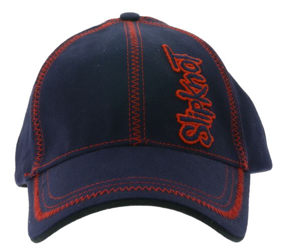 Slipknot Unisex Base Cap mit Bandschriftzug und Ziernähten Freizeit-Cap 3218SLP Blau/Rot
