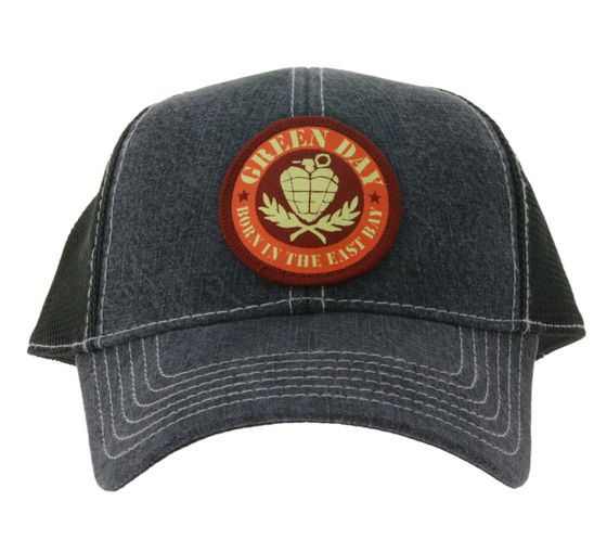 Green Day Unisex Punkrock-Band Baumwoll-Cap mit Netzeinsatz und leicht gebogenen Schnitt TC103153GRN Dunkelgrau/Schwarz