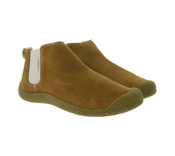 KEEN Mosey Chelsea Damen Stiefelette Echtleder Schlupf-Schuhe mit Wechselfußbett 1026826 Braun