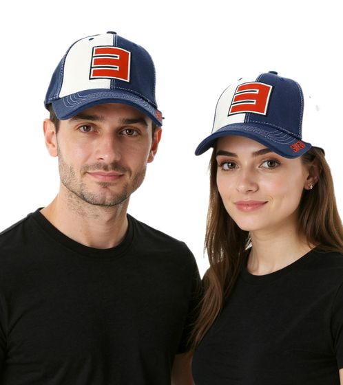 EMINEM Unisex Baumwoll-Cap mit Logo-Patch Color-Blocking Baseball-Cap 8207EM Rot/BlauWeiß