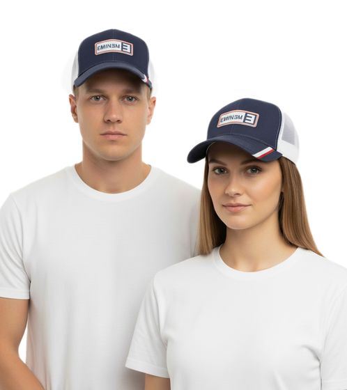 EMINEM Unisex Cotton Cap with Logo Patch, Color-Blocking Baseball Cap, 8207EM Red/Blue/White