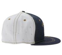 Gorra de béisbol Dr. Dre unisex de ala plana con logo bordado y pedrería TC109827DRE2 Denim/Blanco