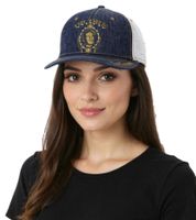 Gorra de béisbol Dr. Dre unisex de ala plana con logo bordado y pedrería TC109827DRE2 Denim/Blanco