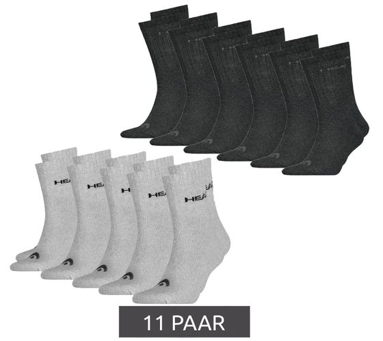 11 Pairs of HEAD All Sports Socks for Men and Women, Training Socks, Sports Socks, 701236921 004 Black/Gray