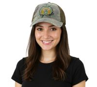 Gorra de béisbol de la banda de rock alternativo FALL OUT BOY con logo bordado y diseño camionero de camuflaje TC104185FOB verde/marrón