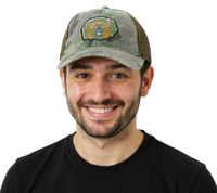 Gorra de béisbol de la banda de rock alternativo FALL OUT BOY con logo bordado y diseño camionero de camuflaje TC104185FOB verde/marrón