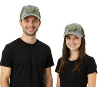 Gorra de béisbol de la banda de rock alternativo FALL OUT BOY con logo bordado y diseño camionero de camuflaje TC104185FOB verde/marrón