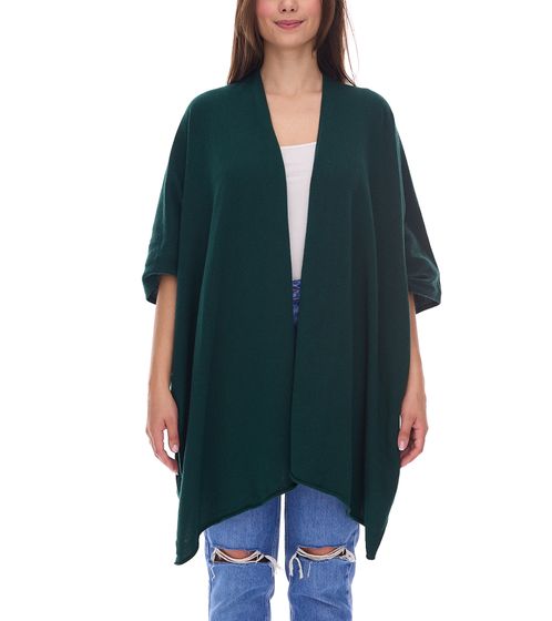 ZWILLINGSHERZ Damen Poncho mit Kaschmir hochwertiges Cape Tunika mit Ärmeln 8029P Tannengrün
