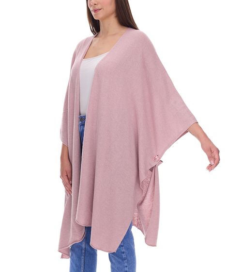 ZWILLINGSHERZ Women's Cashmere Poncho, High-Quality Cape Tunic with Sleeves, 8029P Antique Pink
