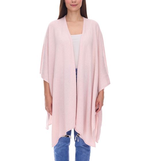 ZWILLINGSHERZ Damen Poncho mit Kaschmir hochwertiges Cape Tunika mit Ärmeln 8029POO Rosa