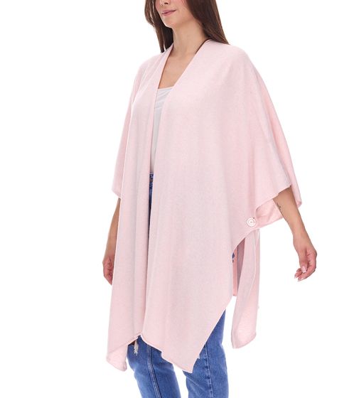 ZWILLINGSHERZ Damen Poncho mit Kaschmir hochwertiges Cape Tunika mit Ärmeln 8029 Rosa