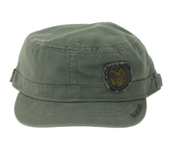 Ramones Women's and Men's Punk Rock Band Cotton Cap in a Military Cut with a Slightly Curved Brim FC103416RAM Olive Green