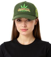 Gorra de camionero de lona verde Ganja, gorra de béisbol, gorra de algodón con inserción de malla, 7420GUY verde/amarilla