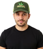 Gorra de camionero de lona verde Ganja, gorra de béisbol, gorra de algodón con inserción de malla, 7420GUY verde/amarilla