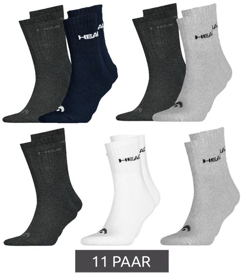 11 pairs of HEAD All Sports socks for men and women, training socks, sports socks 701236921 in black, blue, gray, and white