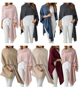 ZWILLINGSHERZ Damen Poncho mit Kaschmir hochwertiges Cape Tunika mit Ärmeln 8029P in Rosa, Rot, Beige, Grau, Blau
