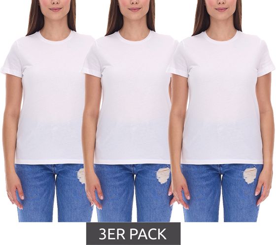 3er Sparpack PUMA Damen T-Shirt nachhaltiges Baumwoll-Shirt schlichtes Sport-Shirt Fitness-Shirt 678257 01 Weiß