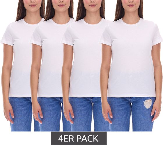 4er Sparpack PUMA Damen T-Shirt nachhaltiges Baumwoll-Shirt schlichtes Sport-Shirt Fitness-Shirt 678257 01 Weiß