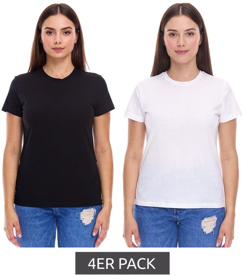 4er Pack PUMA Blank Base Damen T-Shirt nachhaltiges Baumwoll-Shirt Sport-Shirt Fitness-Shirt 678258 Schwarz oder Weiß