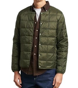 TAION Men's Down Jacket with Button Closure, Quilted Jacket, Stylish Outdoor Jacket, Green