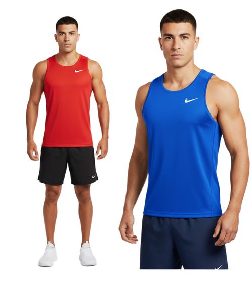 NIKE Men's Sports Shirt, Muscle Shirt with Dri-FIT Technology, Fitness Shirt, Tank Top, NT0306, Blue or Red