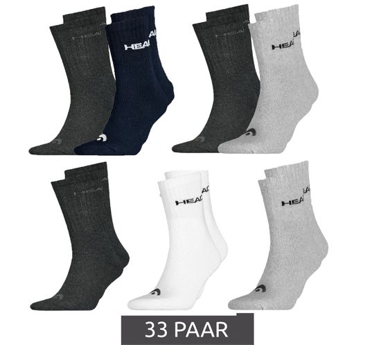 33 pairs of HEAD All Sports socks for men and women, training socks, sports socks 701236921 in black, blue, gray, and white