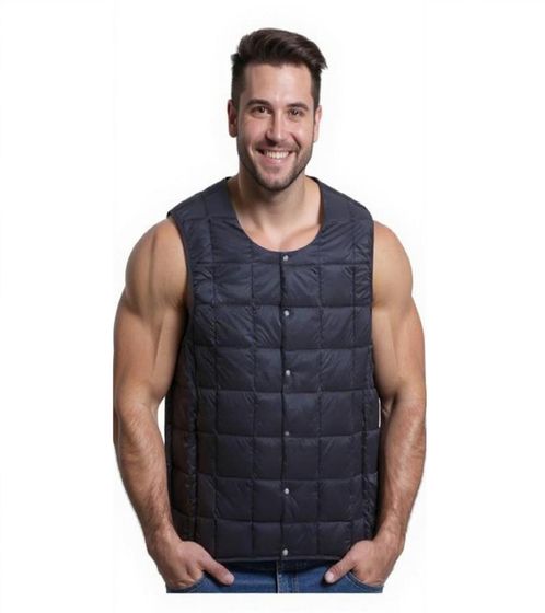 TAION Herren 650 FLP Daunen-Weste mit Knopfverschluss ärmellose Stepp-Weste stylische Outdoor-Jacke Navy