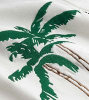 Nikben Long Beach Shirt Men's Viscose Shirt Short-Sleeved Shirt with Palm Print Loose Fit 6371 White