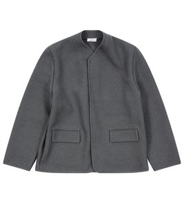 RIER Walker Compact Herren Woll-Jacke stylische Herbst-Jacke mit Corozo-Knöpfen Grau