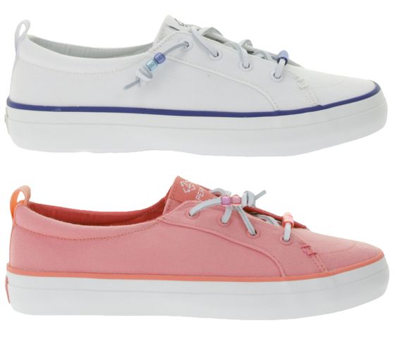 SPERRY Crest Vibe Canvas Women's Casual Sneakers, Sustainable Everyday Shoes, Slip-On Shoes, STS884 Flamingo Pink or White