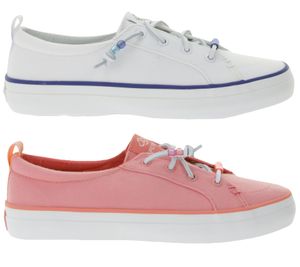 SPERRY Crest Vibe Canvas Damen Freizeit-Sneaker nachhaltige Alltags-Schuhe Schlupf-Schuhe STS884 Flamingo Pink oder Weiß