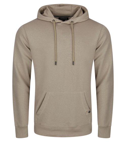Men's Hoodie, Hooded Pullover, Basic Sweater, Modern Cotton Sweater, Beige