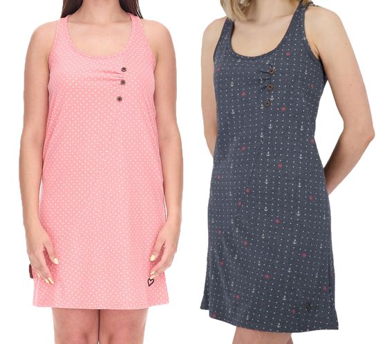 ALIFE AND KICKIN CamyAK B Women's Mini Dress, Polka-Dot Cotton Dress, Summer Dress, Navy or Pink