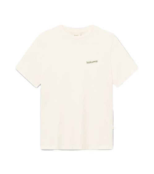 foret Men's T-Shirt, Sustainable Cotton Shirt, Fashionable Short-Sleeved Shirt, Cream-White