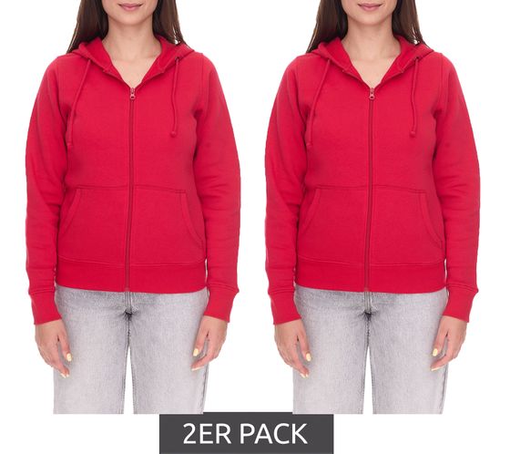 2-Pack ELEVATE Theron Women's Full-Zip Hoodie with 240 g/m² Cotton Sweatshirt, Hooded Pullover, 3823025 Red