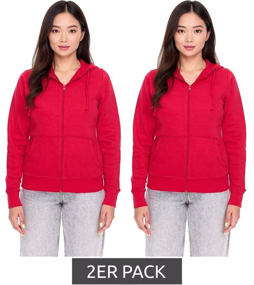 Lot de 2 sweats à capuche zippés ELEVATE Theron pour femme avec sweat-shirt en coton 240 g/m², pull à capuche, 3823025 Rouge