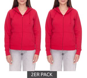 2-Pack ELEVATE Theron Women's Full-Zip Hoodie with 240 g/m² Cotton Sweatshirt, Hooded Pullover, 3823025 Red
