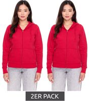 2er Sparpack ELEVATE Theron Damen Sweat-Jacke mit 240 g/m2 Baumwoll-Sweater Kapuzen-Pullover Hoodie 3823025 Rot