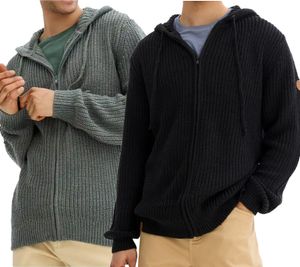 Herren schöne Basic Strick-Jacke mit Kapuze Grobstrick-Pullover Schwarz oder Eukalyptus-Grün Herren schöne Basic Strick-Jacke mit Kapuze Grobstrick-Pullover Schwarz oder Eukalyptus-Grün
